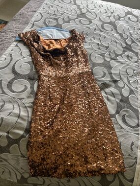 French Connection Copper Sequin Mini Dress